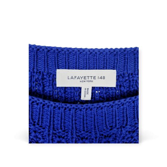 LAFAYETTE 148 NEW YORK Sweater Cotton Silk Blend in Lapis Blue RET $798 - XL - Picture 8 of 10